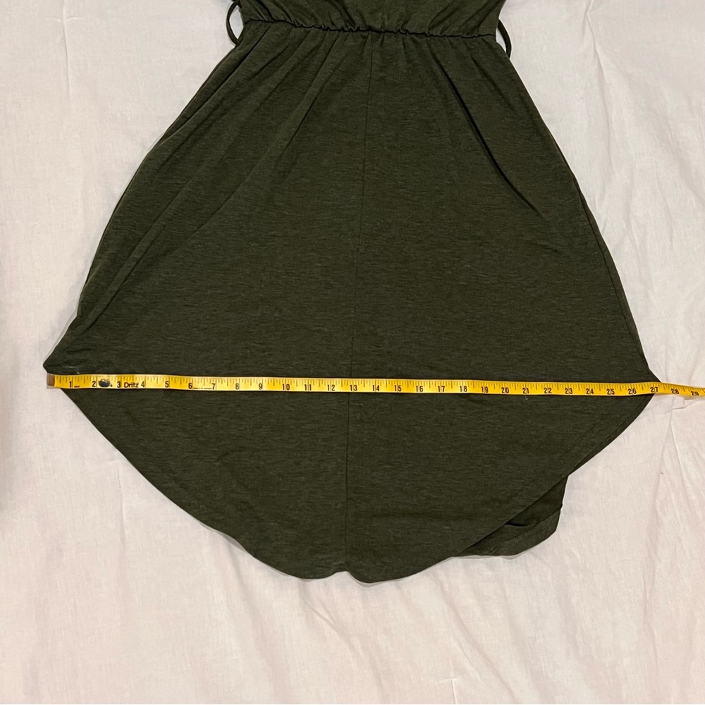 Anna Kaci Olive Green Wide Round Neck Button Front Dress - Picture 7 of 8